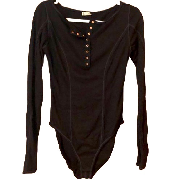 NWT Free People Sloan Bodysuit Black Rose Gold Size S - Picture 3 of 8